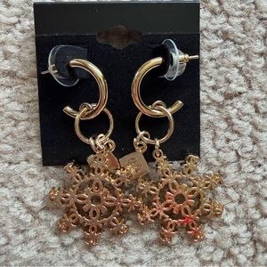 Upcycled Chanel Gold Snowflake Dangle Earrings